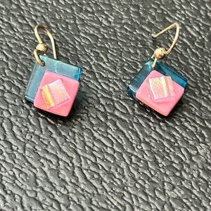 Pink and Blue Geometric Earrings